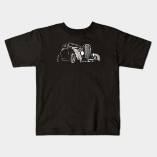 1932 Ford Model A Coupe - stylized white on dark background Kids T-Shirt